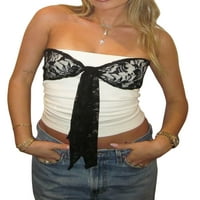 Žene Elastični Basic Bandeau Ljetni čipki zavoj zavoj off-rame Obreži gornje ulične odjeće