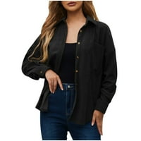 Ženska jesenska jakna Labavi kardigan Corduroy Cardigans kaput jakna crna veličina XL