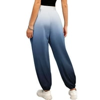 Pantalone za žene srušeno casual za gradijentni print Dno Duks džepovi High struk sportska teretana