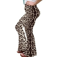 Colisha Women Bell Donja Leopard Salon za salon za print Pant visoke strukske hlače Boho ljetne hlače