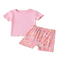 Dječje djevojčice ljetne odjeće Ležerne prilike za kratki rukav i elastična cvjetna kratke hlače