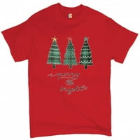 TEE Hunt sretan i svijetla majica Božićne drvce neka snijeg Jingle zvona muške tee, crvena, 3x-velika