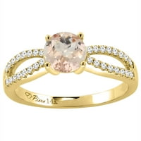 14k žuto zlatni dijamantski prirodni morgatni zaručni prsten rund, veličina 7.5