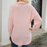 Dame T majice Chain rever pulover patentni zatvarač Elegantna V-izrez čipka dugih rukava Ženska ljetna