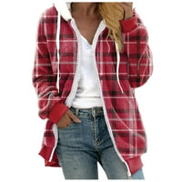 Clearsing Winter Hoodies za žene Zip-up Sherpa Fleece jakna s dugim rukavima prevelika majica s kapuljačom