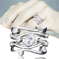 Xiangdd Elegantne dame vjenčani prsten nakit prsten bijeli dragulj bakreni prsten veličine 6-10