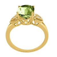 Mauli dragulji za žene 2. karat ovalni zeleni ametist i dijamantni prsten 4-prong 10k žuto zlato