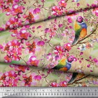 Soimoi narančasta pamučna pamučna tkanina pruga, cvjetna i američka robinska ptica za štampanje tkanina