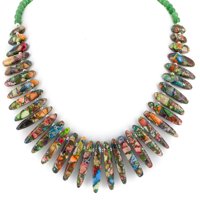 Sertifikovani autentični Navajo nikl obojen mozaički multikolor Jade Intivertial ogrlica