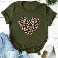 Žene Leopard Srce Print Valentines Dnevne košulje Dugih rukava Boja blok Tunika Ležerne prilike pulover