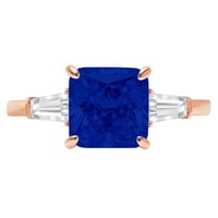 Simulirani plavi safir 14k ružičasto zlatni angažova od kamena prstena veličine 9,75