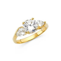 Jewels 14k žuti zlatni okrugli kubični cirkonijski CZ zaručničke prstene veličine 11.5