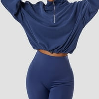 Ženska sportska majica s dugim rukavima pola patentnih zatvarača Radi Ležerne pulover Top plave veličine