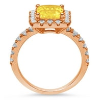3. CT Sjajni smaragdni Clear Simulirani dijamant 18k Rose Gold Halo Solitaire sa Accenting prstenom