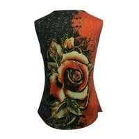 Baccooc Crop vrhovi za žene ženski modni ljetni cvjetni multikolor ruža printom bez rukava na vrhu prsluk