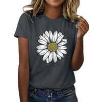 Majice za žene Trendy grafički suncokret ljeto plus veličina labava bluza vrhova djevojka kratkih rukava