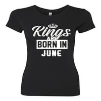 Kings se rođeni u junu Humor ženski vitak fit junior tee, crni, mali