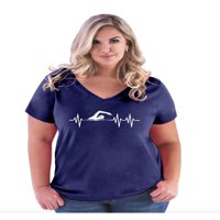 Ženska majica plus veličine V-izreza - Plivanje plivača