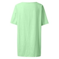 Bazyrey ženske vrhove kratkih rukava V-izrez bluza ženske ležerne ljetne tuničke majice zelena 6xl