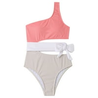B91XZ kupaće kostimu Žene žene Čvrste boje Jedno ramene remene, pune boje šuplje kupaći kostim bikini