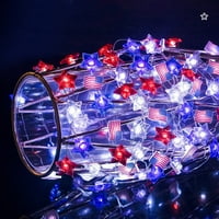Randolph Američka zastava bakrena žičana svjetiljka Četvrta jula LED žica pet šiljastih svjetla zvijezde