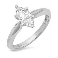CT Sjajno markiza Cleani simulirani dijamant 18k bijeli zlatni pasijans prsten sz 5.75