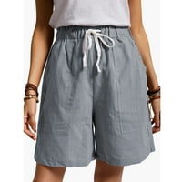 Haljine hlače za žene modne ženske ležerne kratke hlače Elastični struk Ljetni džepovi Solidne posteljine