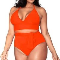 Bikini setovi kupaći kostimu za žene moda plus veličine visokih kostima za kupanje trbuha sa punim pokrivanjem