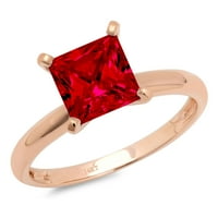 3. CT briljantna princeza Clear Simulirani dijamant 18k ružičasto zlato pasijans prsten sz 6