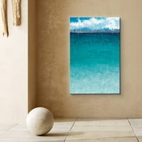PIXONSIGN CANVAS Print Wall Art Skrinička plava plaža Horizon Geometrijska divljina ilustracije Moderna