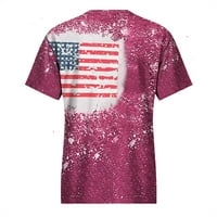 Ženska američka ljetna zastava Patriotska majica Vintage Love Print Bluza V-izrez kratki rukav vrući