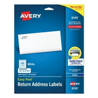 Avery Easy Peel White Address naljepnice W Sigurna tehnologija hrane, inkjet štampači, 0. 1,75, bijeli,