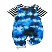 Uukia novorođenčad beba 3-mjesečne hlače set Striped kratki rukav Harrier Blue Tie Dye kombinezon