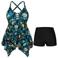 Tankini kupaći odijela za žene sa šorcama cvjetni ispisani V-izrez šuplje odijelo Ženska plaža Ljetni