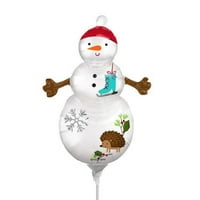 Satin Woodland Snowman Mini Oblik folija Mylar Balloon - zabava ukrasi