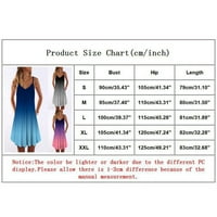 Yuehao Womens Gradient Tie-Dye Print haljina bez rukava V izrez A-line Maxi Mini sandress crni XL