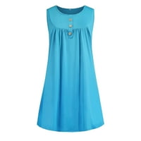 Ljetne haljine za žene ženska modna casual haljina V-izrez bez rukava bez rukava prsluk na plaži, plava