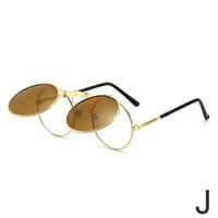 Vintage Steampunk Flip Up Sunčane naočale okrugle retro metalne naočale za muškarce i žene P9T1