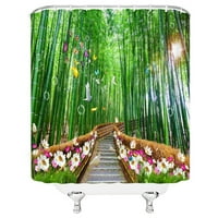 Kineski stil tušske zavjese planinski vodeni bambusovi šumski labudni labudovi priroda scenska kupatila
