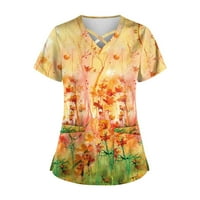 Ženski vrhovi okrugli dekolte modna bluza Grafički ispis Žene majice Kratki rukav Ljetna tunika Tee