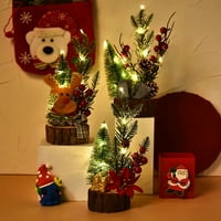 Ukrasi ukrasa za božićne drvve sa svjetlima, LED božićni ukrasi sa drvenim dnom, desktop mini božićno
