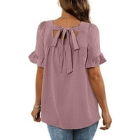 Ženske vrhove Dressy Casual Tshirts Ruffled Majice kratkih rukava Labava elegantna ljetna bluza Extra
