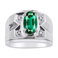 * Rylos jednostavno elegantan prekrasan zeleni smaragdni i dijamantski prsten - maj rodnogstona * 14k