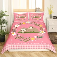 Slatka posteljina za utore Potpuna kawaii životinjska navlaka za djecu, ružičasti bizonski krevet postavljen