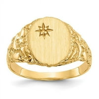 Finest zlato 14k žuto zlato zatvoreno Diamond Signet Montaža prstena - veličina 6