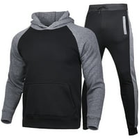 Odijela za muškarce Jogging Sports Splice Boja kapuljača Džepovi kapuljač s dugim rukavima Slim pantalone