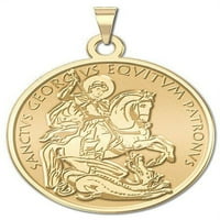Saint George Plain vjerska medalja veličine nikla -Solida 14k žuto zlato