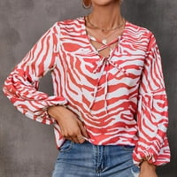 Ženske košulje Grafički tiskani dugi rukav Ležerni modni V izrez Bluze Chic Izlasci na majice