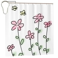 Vodootporna kupaonica za zavjese od tuš kabine, leptir cvijet doodle zavjese za tuširanje, kuka, kućni kupatilo dekor - x72