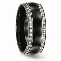 Polirana od nehrđajućeg čelika Crna keramička CZ Veličina prstena: 12; za odrasle i tinejdžere; Za žene